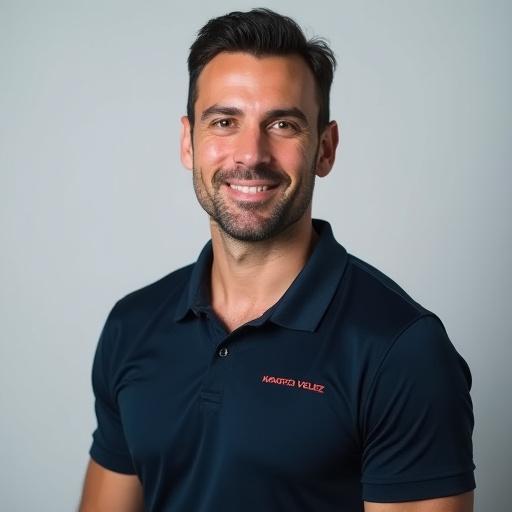 Professional headshot of Marco Velez, a male fitness coach.